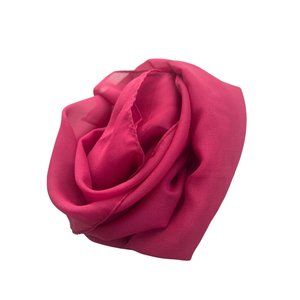 Vintage Sheer Rectangle Scarf Lightweight Neck Wrap Bandana Red Rolled Edge